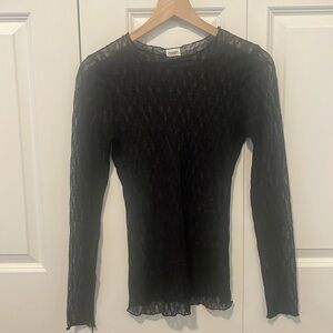 Abercrombie & Fitch Sheer long sleeved lace top in black